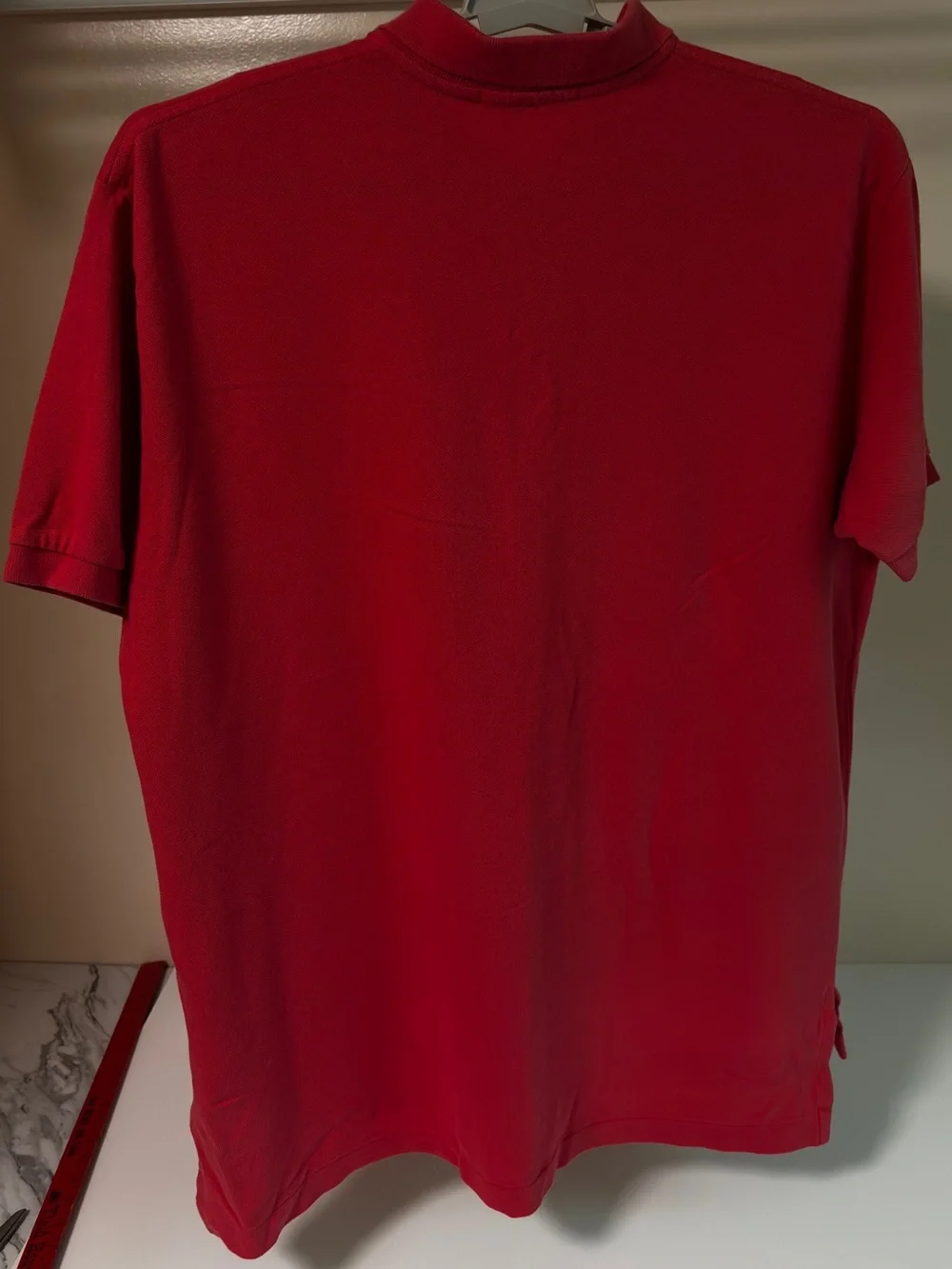 Ralph Lauren Red Short-Sleeve Cotton Polo with Navy Pony